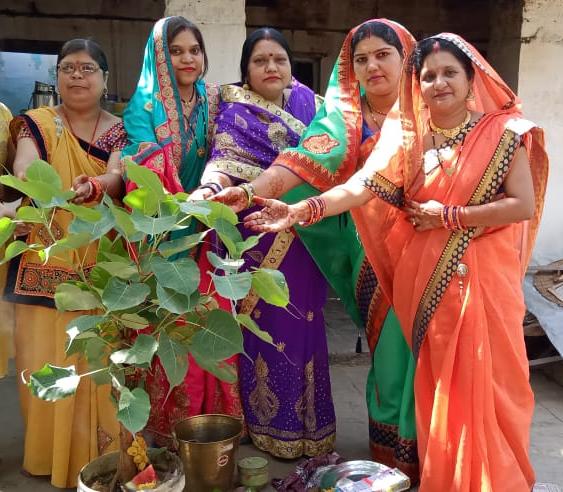 *कोरोना महामारी को ध्यान में रखते हुए घर पर रहकर की वट सावित्री व्रत पूजा*