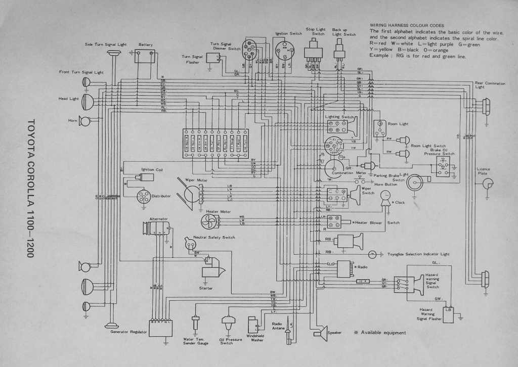 Toyota Corolla 20-Series 1100-1200 Electrical Wiring  