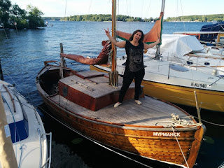 Small wooden sailing boat