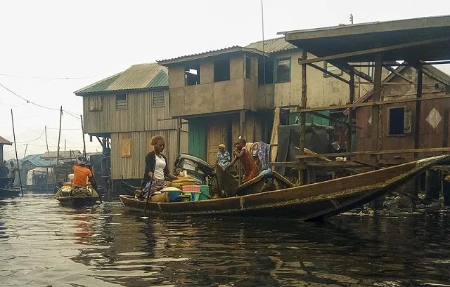 African floating cities on water: Lagos