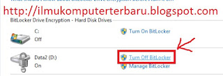 Memilih menu turn off bitlocker