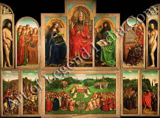 The Great Artist Van Eyck Painting “The Ghent Altarpiece” c. 1425-32 138" x 131" Sint Baaf, Ghent 