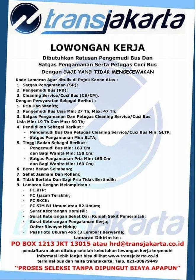 Lowongan Kerja Terbaru 2016 @PT.Transportasi Jakarta 