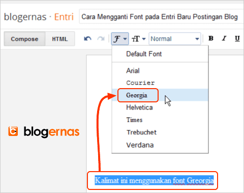 Cara Mengganti Font pada Entri Baru Postingan Blog