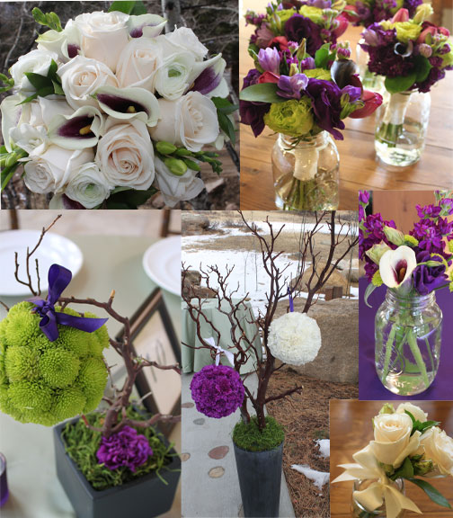 PURPLE CHRISTMAS WEDDING CENTERPIECES