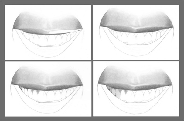 Karakalem ile ağız ve dişler nasıl çizilir adım 2