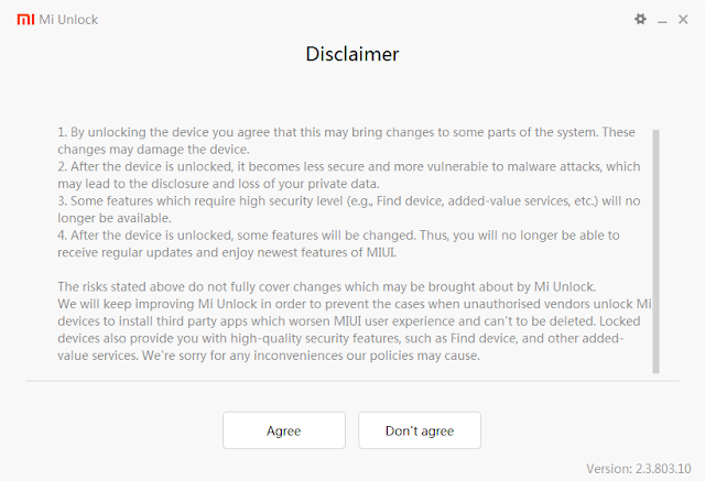 Disclaimer unlock bootloader smartphone xiaomi