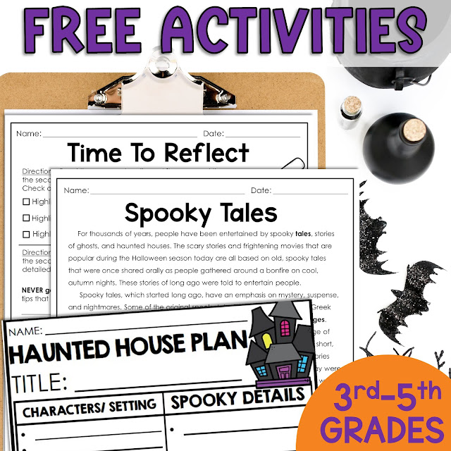 free halloween writing and reading activities for 3rd 4th 5th graders