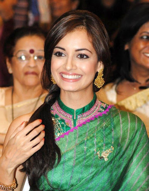 Dia Mirza in Green Saree Photo Gallery