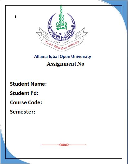 aiou title page for assignment