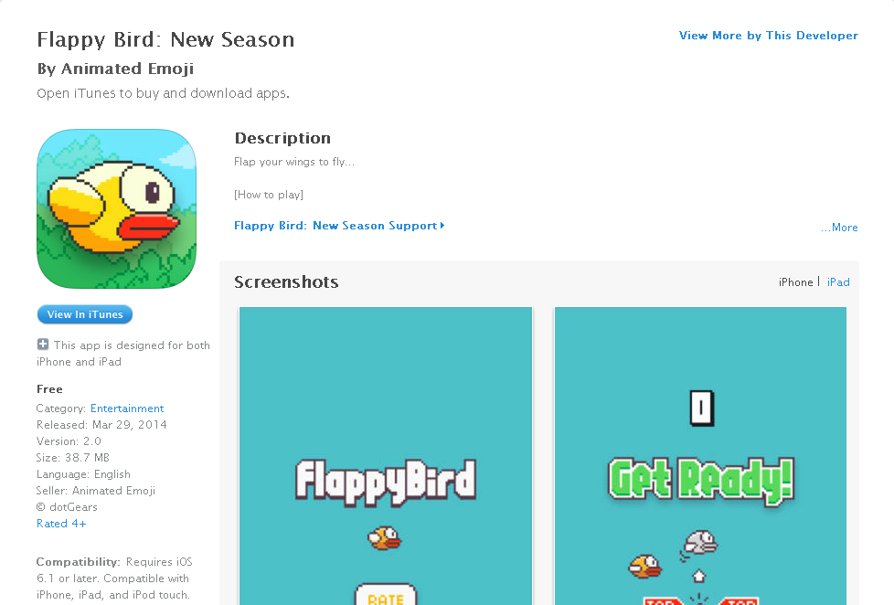 game flappy bird new season di itunes