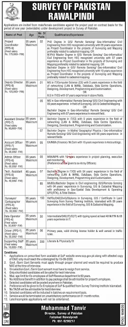 Survey of Pakistan Management Posts Rawalpindi 2020