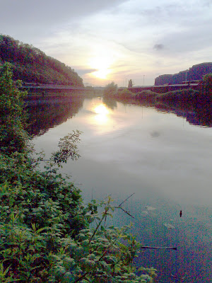 river, saar, sunset