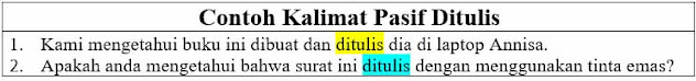 Contoh Kalimat Pasif Ditulis di bahasa Indonesia