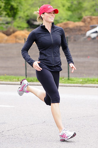 Jessica Biel looks chic in her all black outfit while out for a jog