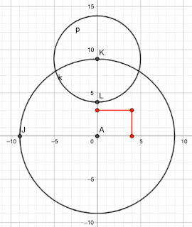 Un cercle inscrit dans une portion de quart de cercle