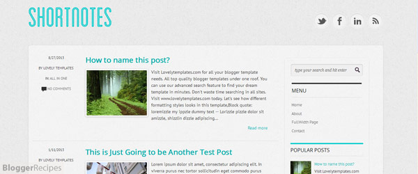 Shortnotes Blogger Template