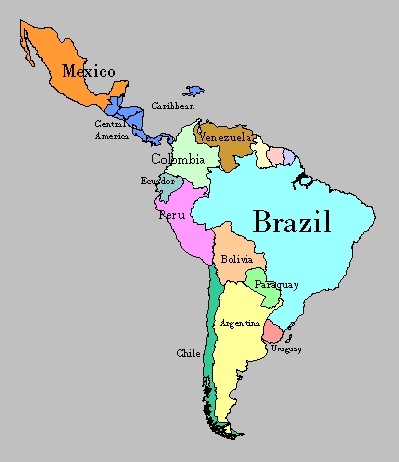 physical map of south america and central america. gt;gt;MAP OF LATIN AMERICAlt;lt;