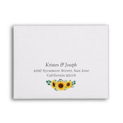  Rustic Wood Sunflowers with Return Address RSVP Envelope