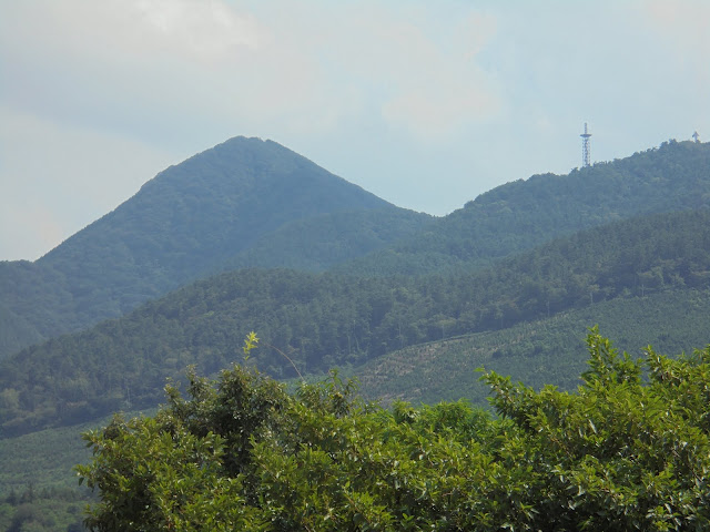 遺溝展示館の丘の広場から見た孝霊山