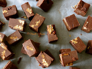 Fudge chocolat et noix de pécan caramélisées