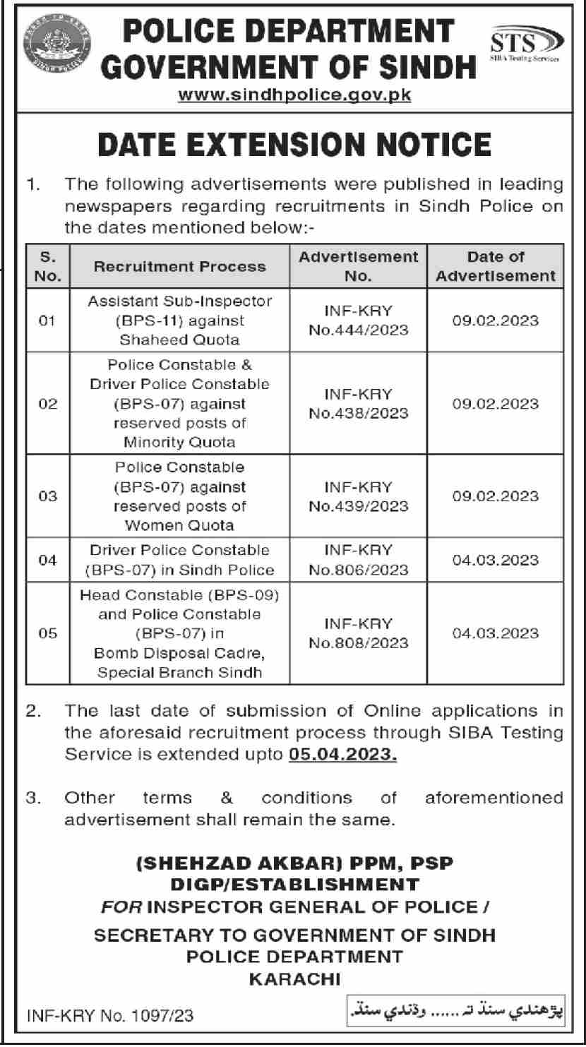 Police Department Sindh Jobs in 2023