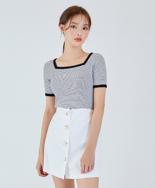 Stripe Square Neck Top