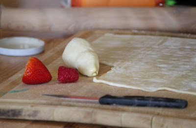 Stawberries and raspberries form the head and butt of the moles.