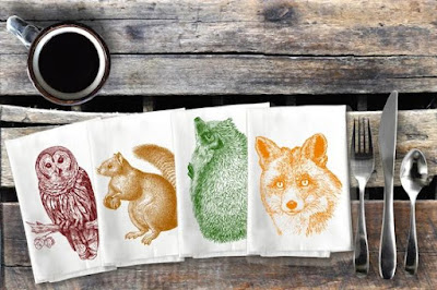 Handmade napkins with Woodland animal designs