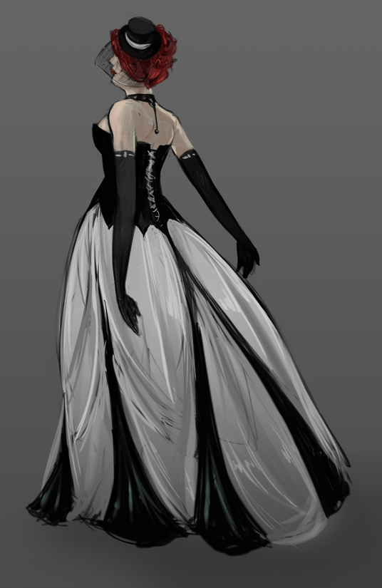 white gothic wedding dress