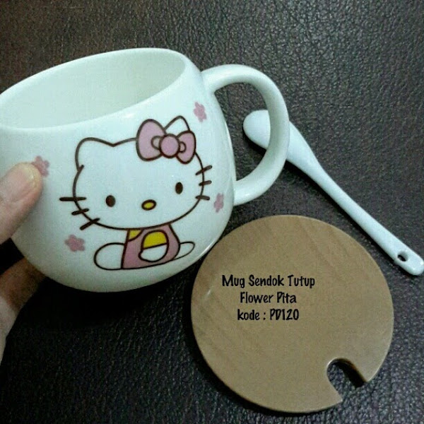 Mug Hello Kitty Grosir Ecer Murah Tutup Sendok