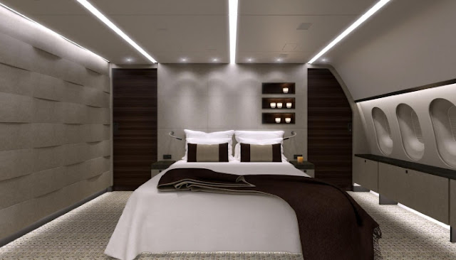 VIP airliners like this BBJ offer customisable space for a private bedroom suite. Image: Deer Jet