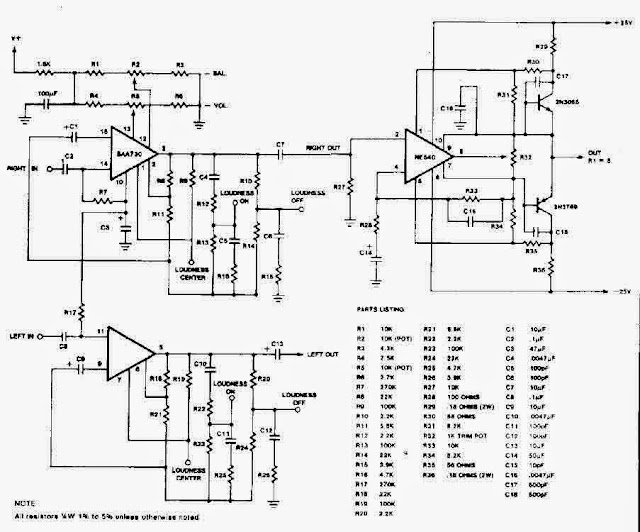  Audio Preamplifier with balance loudness controls