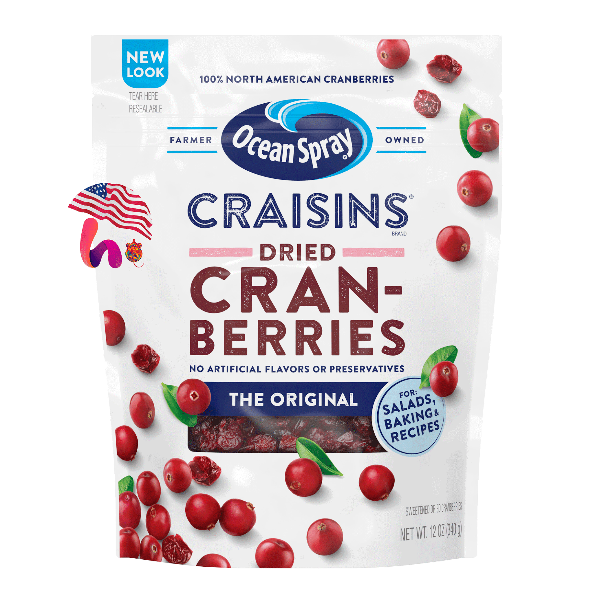Việt quất sấy khô Ocean Spray Craisins Whole Dried Cranberries 1.36kg của Mỹ