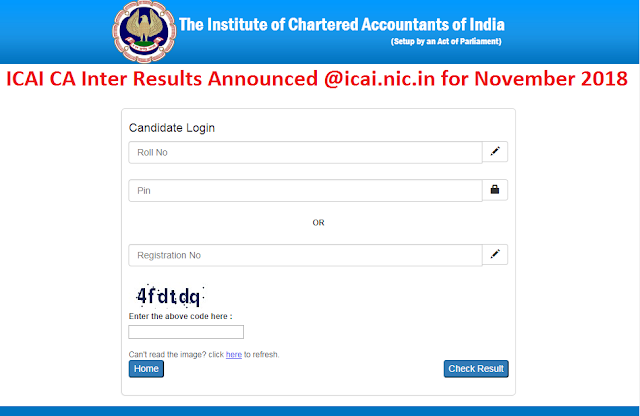 CA Inter May 2019 Result through ICAI website