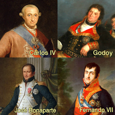 Retratos de Carlos IV, Godoy, José Bonaparte y Fernando VII