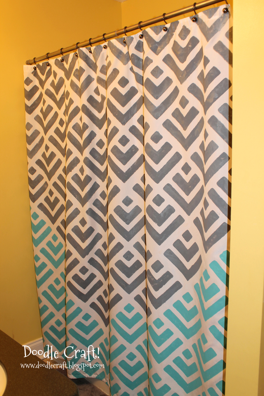 Yellow and Gray Shower Curtain