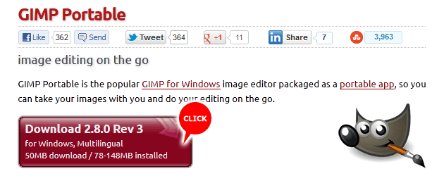 GIMP2.8ポータブル版をダウンロード