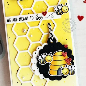 Sunny Studio Stamps: Just Bee-cause Frilly Frame Dies Love Themed Card by Candice Fisher