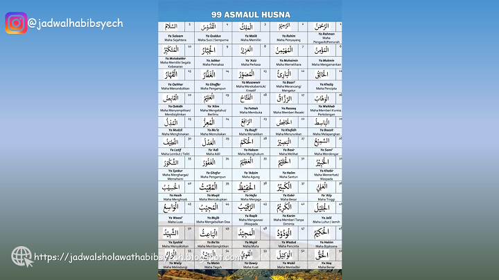 [www.jadwalsholawathabibsyech.blogspot.com] 99 Asmaul Husna dan Artinya Lengkap PDF