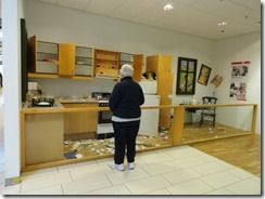 Display of kitchen after an earthquake