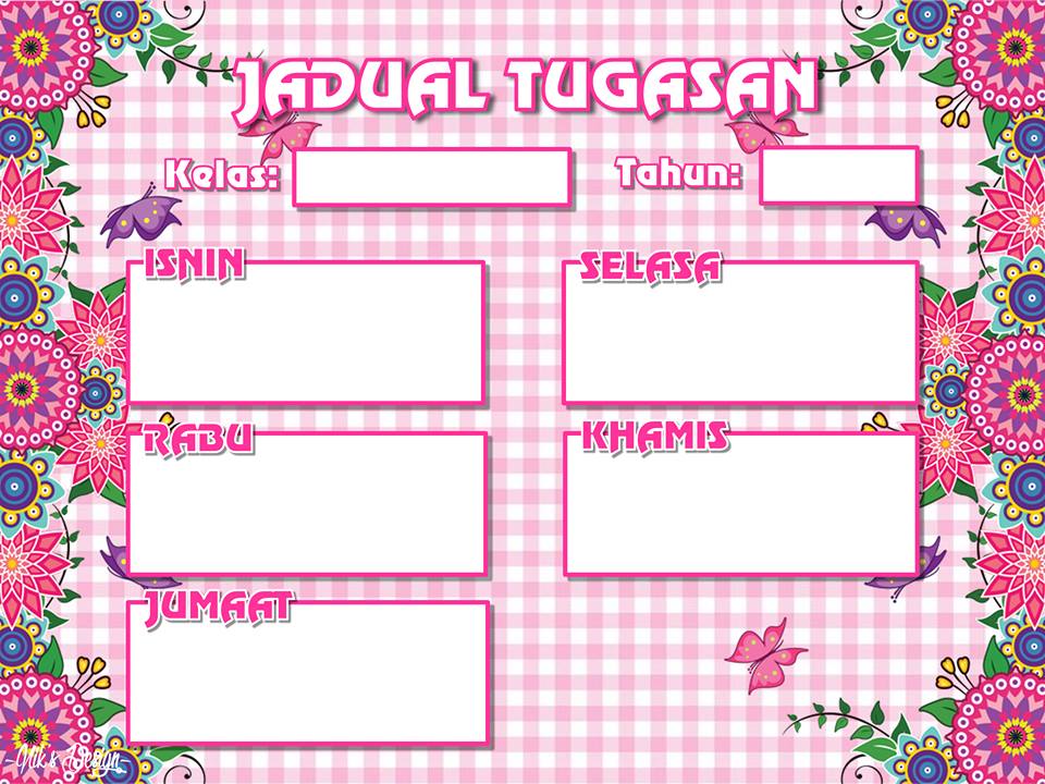 Jadual Waktu Kelas , carta organisasi , tugasan Pink 