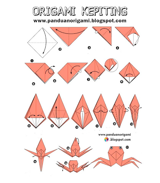 Panduan Origami Bentuk Kepiting