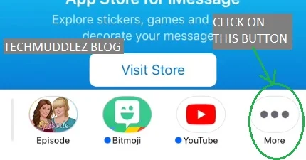 Click on more button in imessage app store