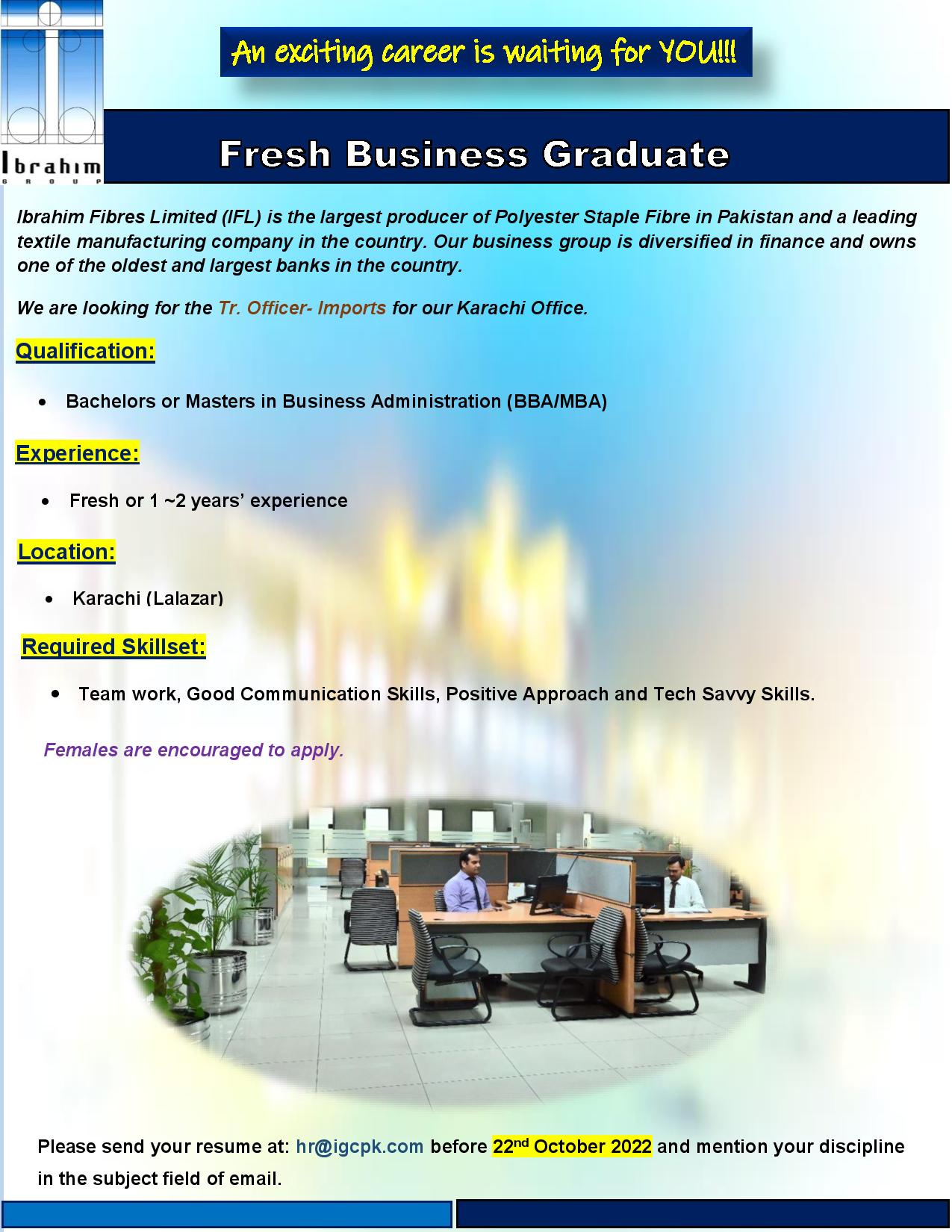Ibrahim Fibres Ltd. Jobs For Fresh Business Graduate