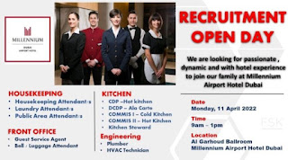 Millennium Airport Hotel Multiple Staff Jobs Recruitment For Dubai Location 2022 | Apply Now