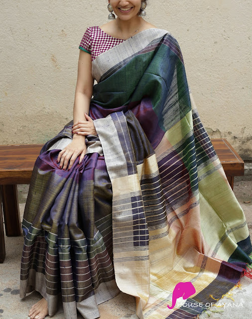 Jute Finish Silk Sarees Online Shopping