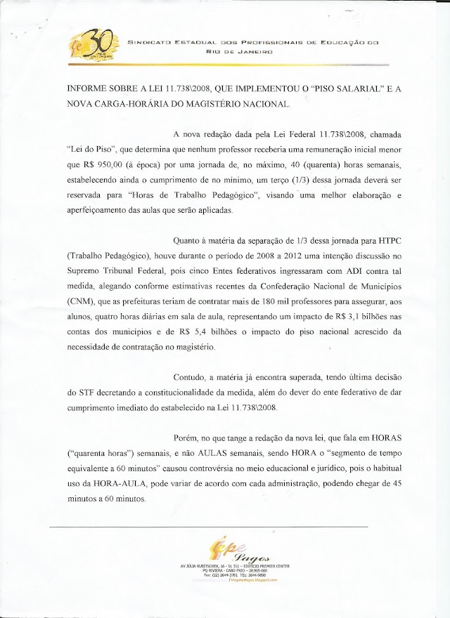 Parecer do Departamento jurídico do SEPE sobre a carga horária.