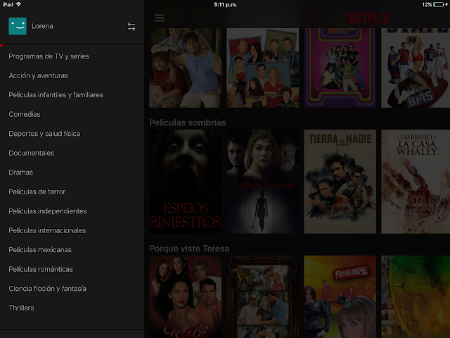 Netflix menu ipad