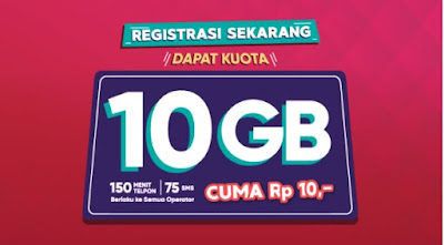 Segera registrasi ulang kartu prabayar Telkomsel anda untuk mendapatkan bonus 10 GB kuota data